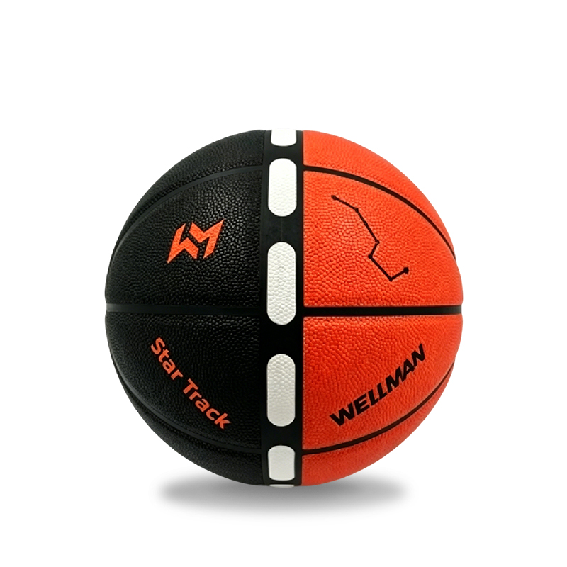 16 Panel Half Split PU Basketball With Groove Stickers For Flight Trajectory Training